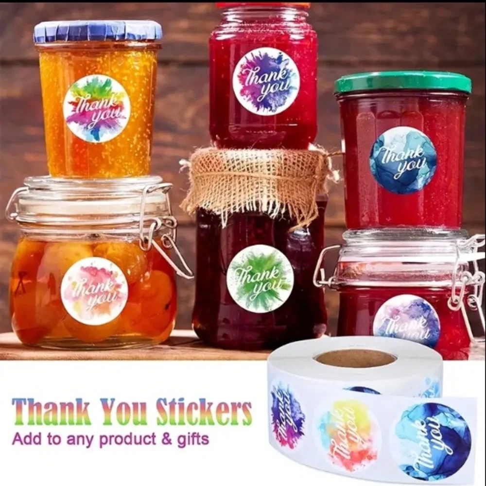🆕Exquisite Splash Multi-Color “Thank You” Stickers- 100 stickers - Picture 4 of 4